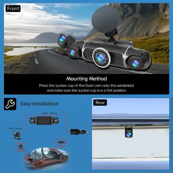 4K Quad-channel Car Dashboard Camera with 360° With Night Vision - Image 7