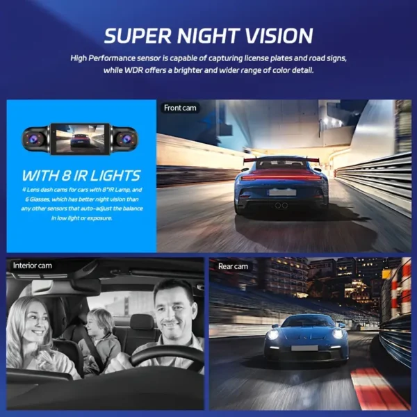 4K Quad-channel Car Dashboard Camera with 360° With Night Vision - Image 4